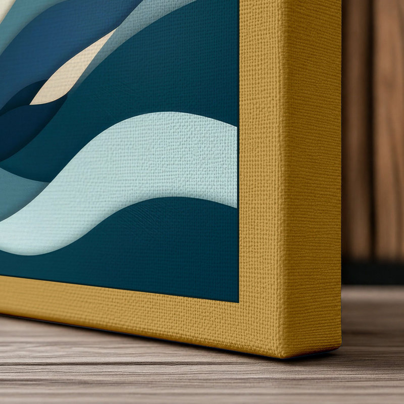Whale in Motion Coastal - Wrapped Canvas, 18x12 - 45.7 x 30.5 cm, Ochre Border