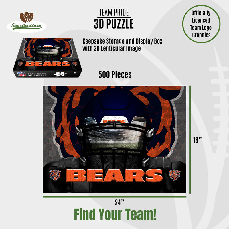 NFL Chicago Bears 3D Facemask, 500 pièces, Chicago Bears