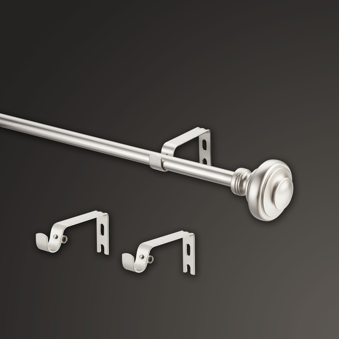 Mode Simplicity Collection 5/8 in Diameter Curtain Rod Set with Doorknob Finials and Steel Wall Mounted Adjustable Rod, Fits 32 in to 90 in Windows MODE 