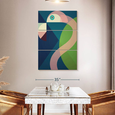 Ashelle flamant rose Mid-Century abstrait géométrique