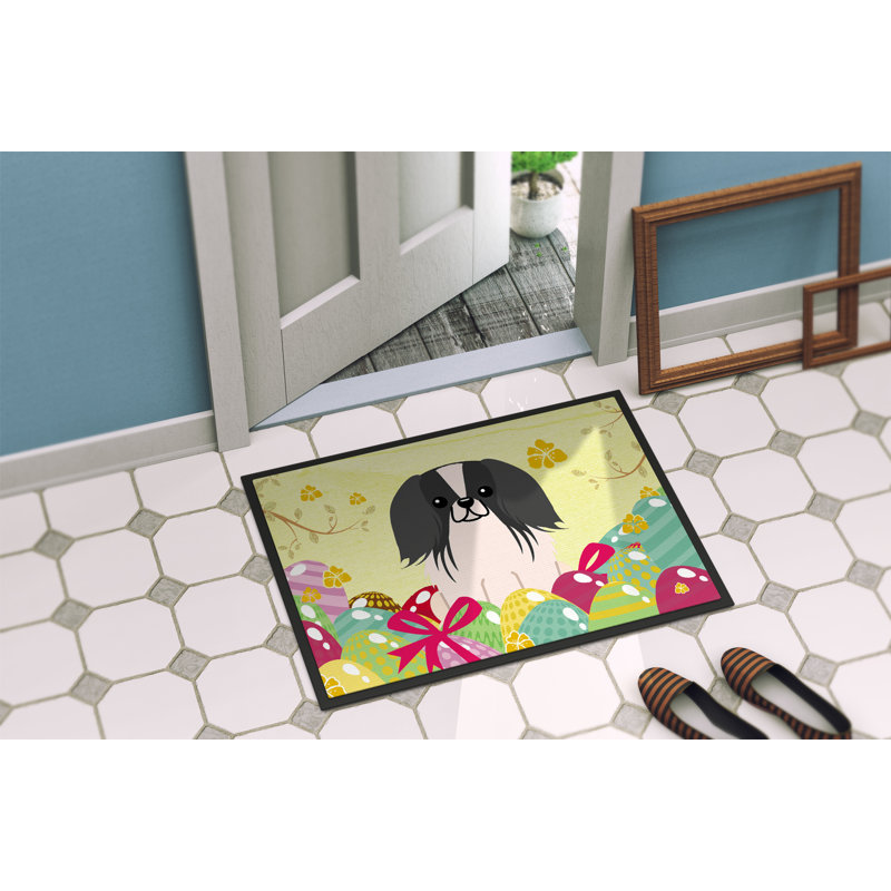 Saroyan Non-Slip Easter Outdoor Doormat, Black/White, 36" L x 24" W