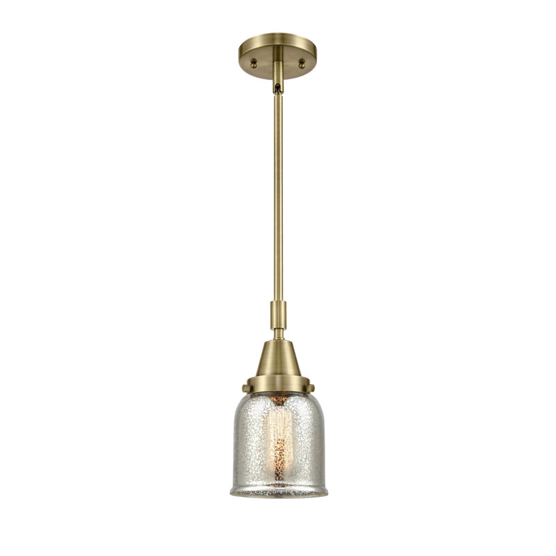 Luminaire suspendu en forme de cloche à 1 lumière Lesher, Laiton antique, H 44,12 po x l 5 po x P 5 po, Mercure plaqué argent