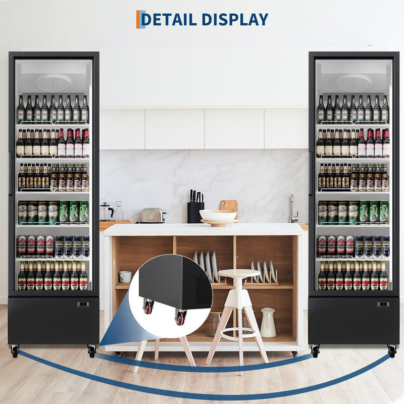 Réfrigérateur à porte vitrée de 24,7 pieds cubes - éclairage DEL, 5 tablettes réglables, réfrigérateur commercial pour boissons et collations
