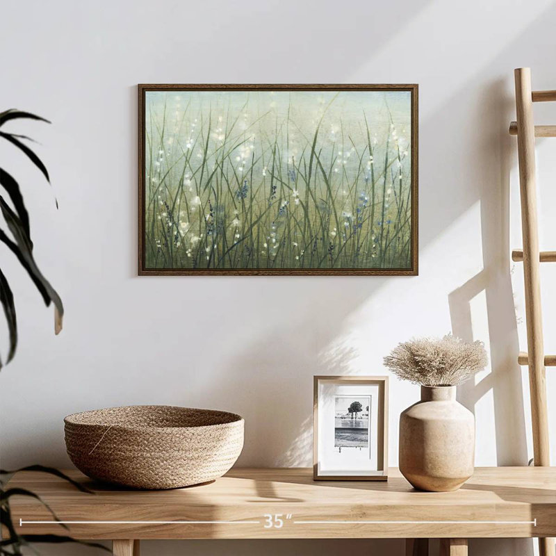 Meadow Bliss I, 19 po x 13 po, Cadre flottant noyer