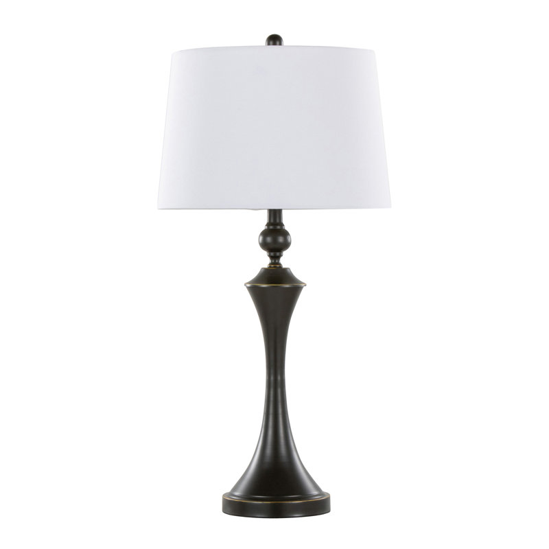 Flint 30" Contemporary Metal Table Lamp with Textured Slub Linen Shade and Built-In USB Port from Grandview Gallery by LumiSource - Set of 2