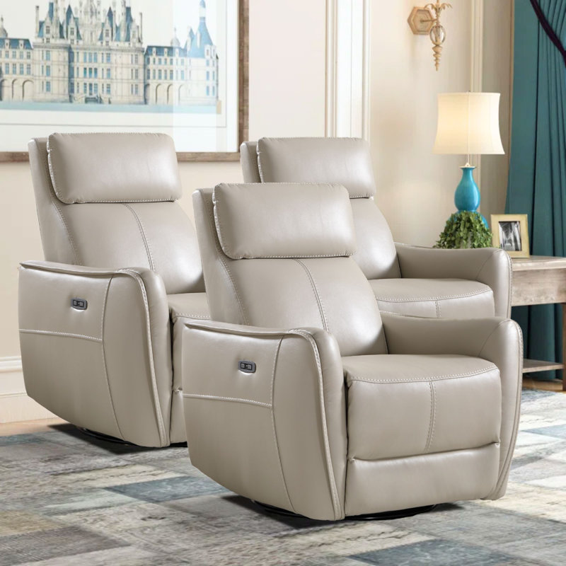 Ensemble de cinéma maison inclinable et pivotant 32,3 po de large avec port USB (ensemble de 3), Crème-gris