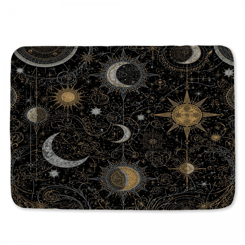 Celestial Sun Moon Bath Mat, 34in W x 21in L