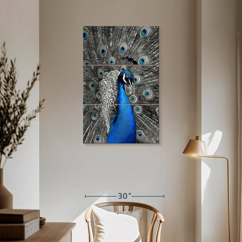 Brampt Close Up Blue Peacock, 57" H x 36" W