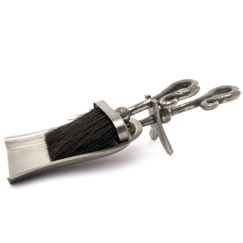 Emiliya Metal Fireplace Tool Set, Antique Silver