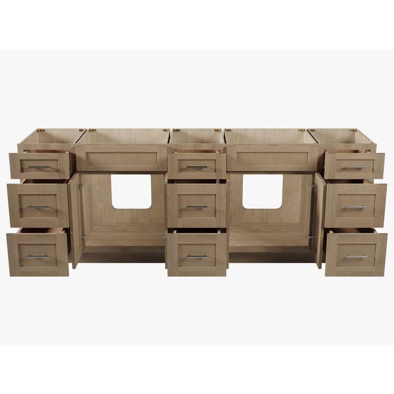 Disar 93'' Double Bathroom Vanity Base only, Natural Oak