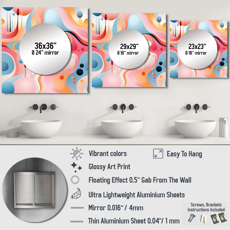 Rose Fusion Abstractions In Motion - Décoration murale moderne Mid-Century, 23 po x 23 po
