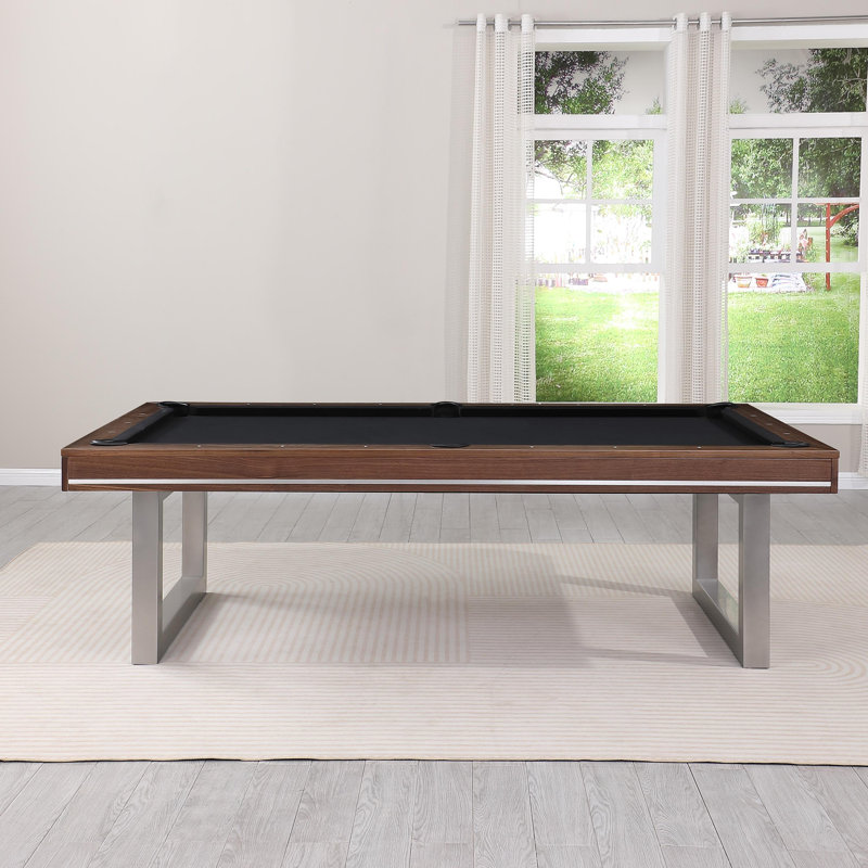 Table de billard en bois massif avec plateau de salle à manger Harmony, Noir, Noyer naturel, 8'