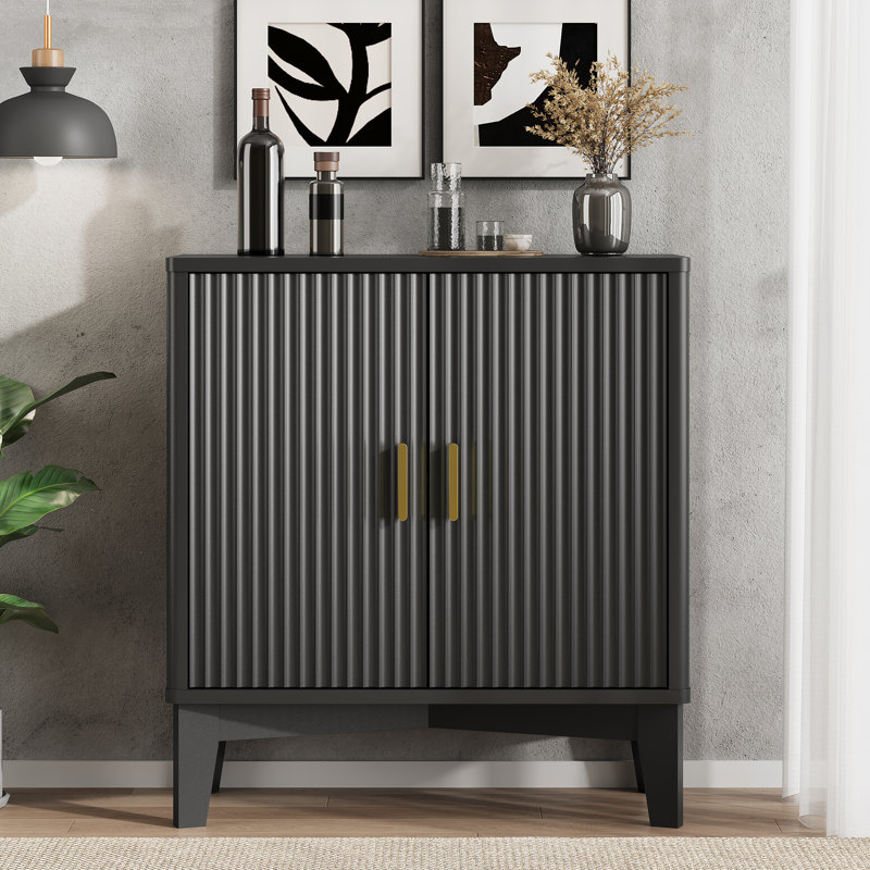 Adjustable Shelf Large-Capacity Multi-Function Storage Cabinet with Anti-Tip Design, Black