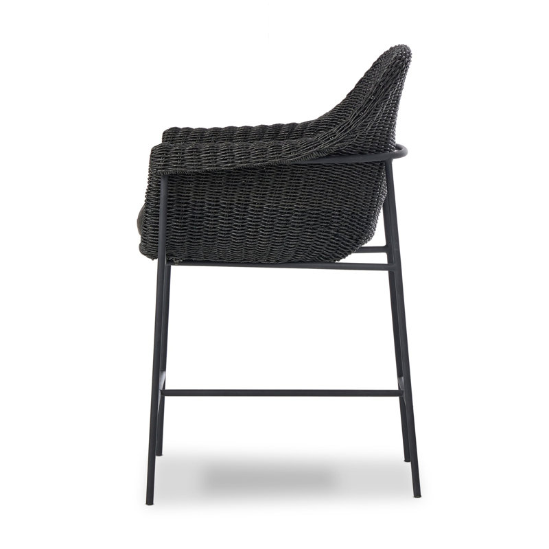 Suerte Outdoor Bar Stool, 42.25" H x 26.5" W x 25.5" D, Gray, Black