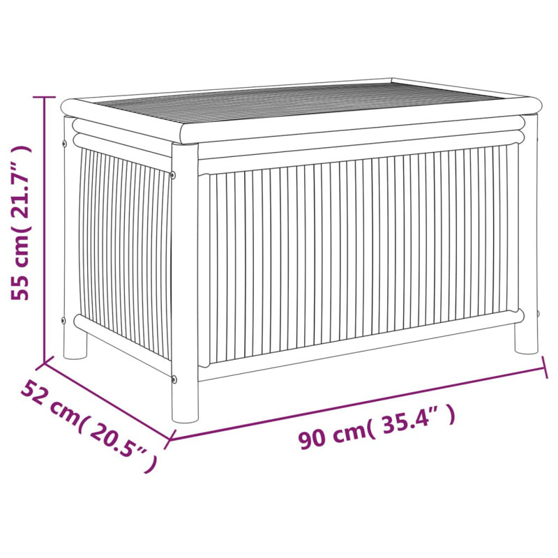 VidaXL Natural Bamboo Outdoor Storage Deck Box