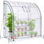 Walk-In Lean-To Wall Greenhouse - Heavy Duty Garden Plant Grow House With 2 Zippered Roll-Up Doors, Mesh Window & PE Cover - Outdoor Tunnel Growhouse With Steel Frame - L200 X W100 X H215cm-2038755745