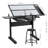 Hand Crank Adjustable Drafting Table Drawing Desk With 2 Metal Drawers WITH STOOL