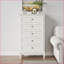 Commode, commode de rangement blanche moderne à 5 tiroirs avec pieds en bois massif | Blanc | Bois