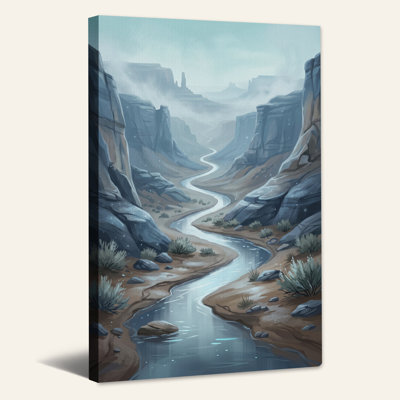 «Winding River Through Misty Canyon», art mural