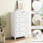 Commode blanche moderne à 6 tiroirs - rangement spacieux avec poignées en métal et 6 tiroirs pour le salon blanc