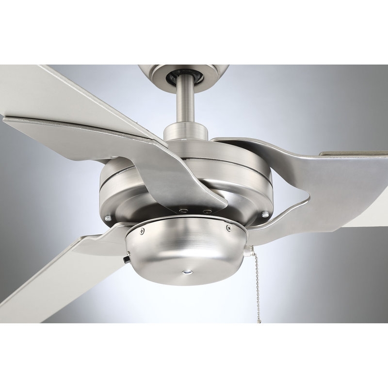Ventilateur de plafond standard à 3 pales 62 po Graysen avec chaîne de traction, argent