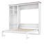 Grand lit escamotable avec bureau intégré et armoire de rangement multicouche, blanc