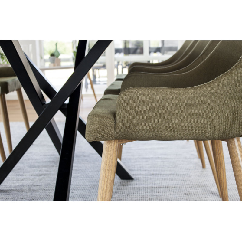 Chelsey 6 - Person Dining Set, Black, Moss Green