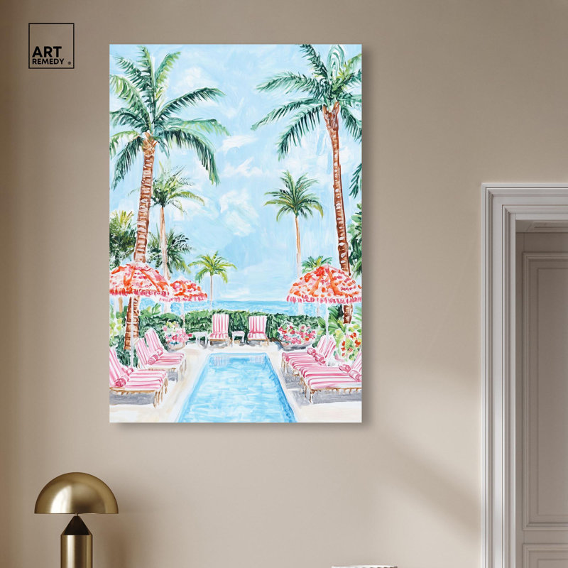 «Palm Tree Haven», reproduction d'art sur toile par Art Remedy, H 45 po x l 30 po, Toile tendue avec châssis