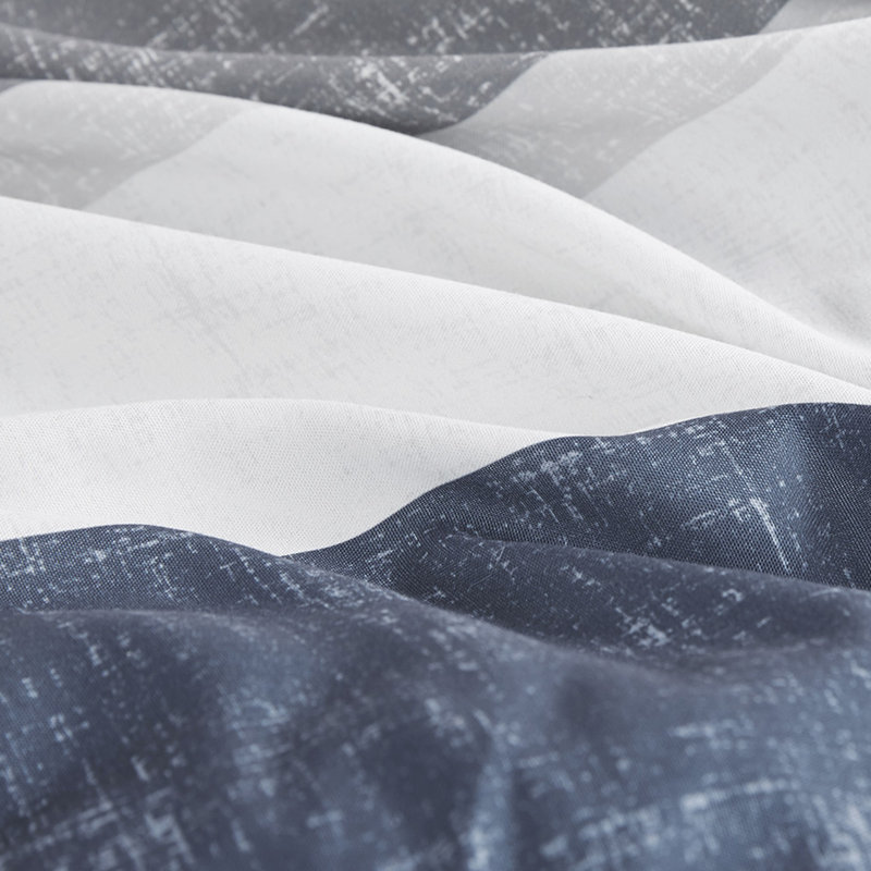 Lit d'édredon à rayures en bleu, gris - Option et drap pour chambre à coucher douce et chaude