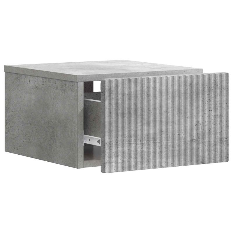 33cm W Manufactured Wood Bedside Table, Concrete Grey