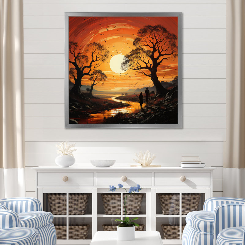«Countryside Sunset Silhouettes an II», reproduction, H 24 po x l 24 po x P 1 po, Cadre photo argenté