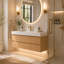 Meuble-lavabo flottant 48 po en érable avec comptoir en marbre d'ingénierie, lavabo encastré en céramique, éclairage DEL et 6 tiroirs à fermeture en douceur - finition naturelle