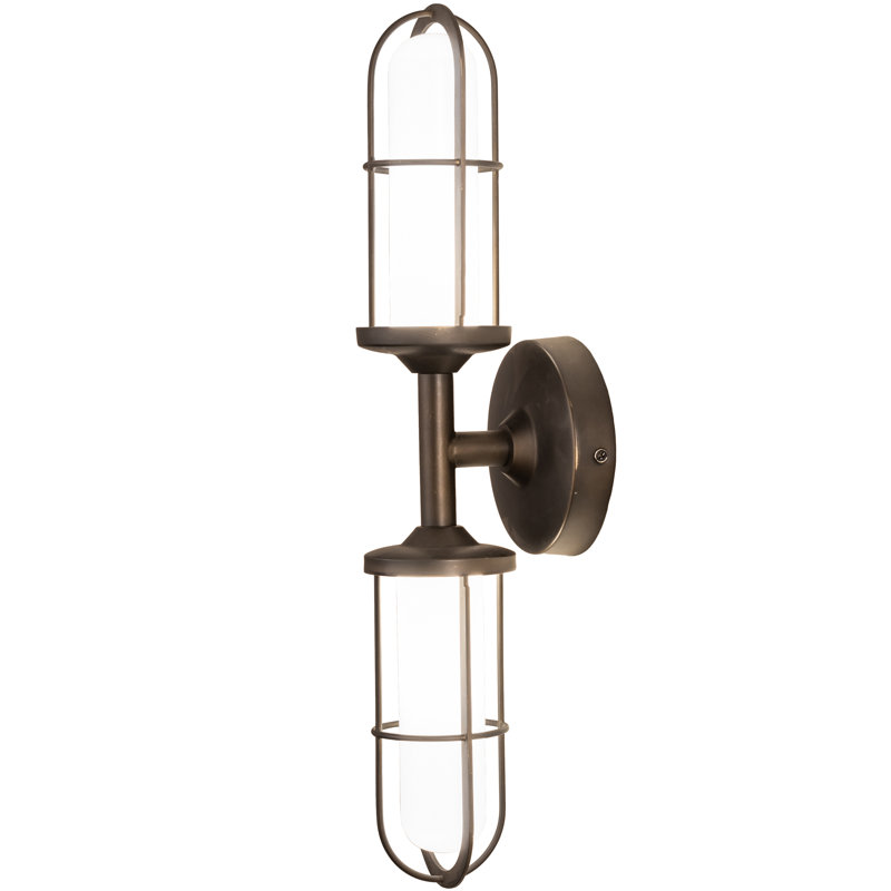2 - Light LED Armed Sconce, Weathered Brass