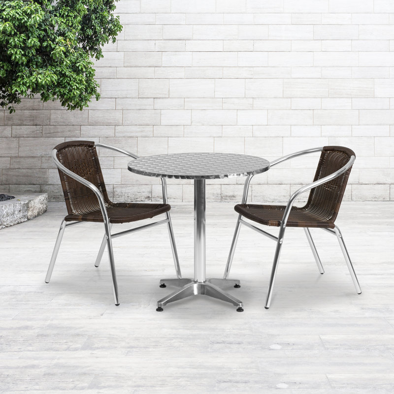 Haverhill Round 3 Piece Bistro Set, 27.25" H x 27.5" W x 27.5" D, Brown