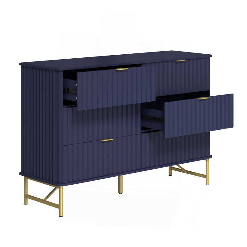Commode décorative 3 tiroirs (bleu), Bleu très foncé