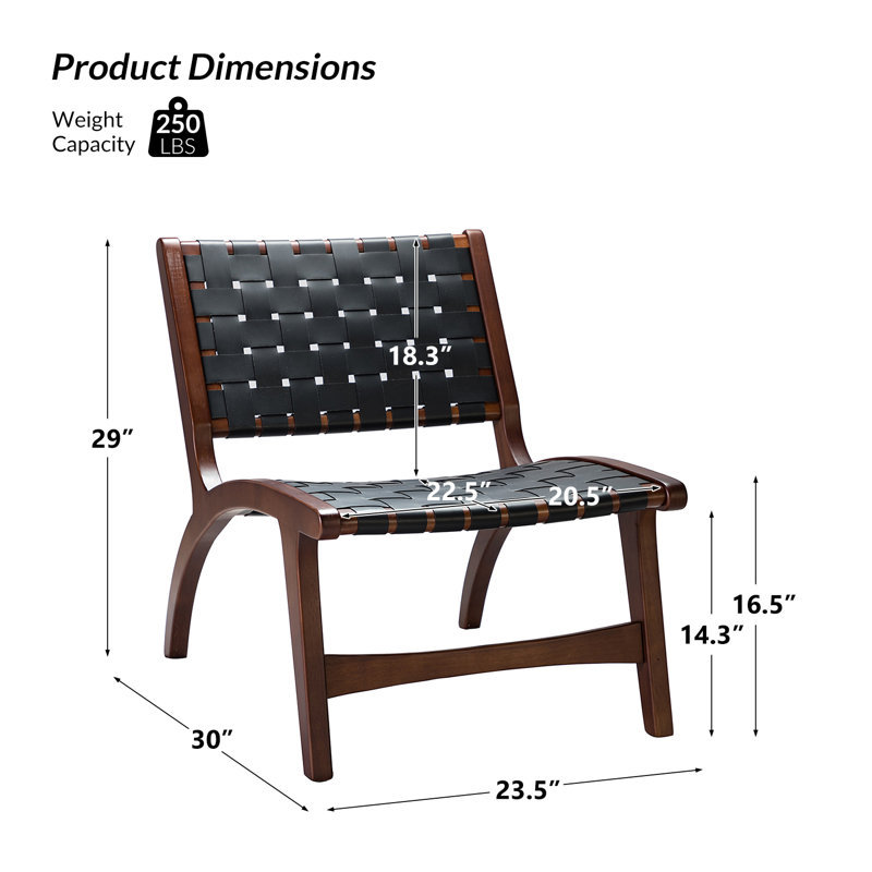 Allegheny Faux Leather Accent Chair, Black Faux Leather