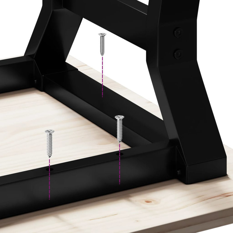 Coffee Table Y-Frame Solid Wood Pine And Steel, 45cm H x 80cm W x 80cm D