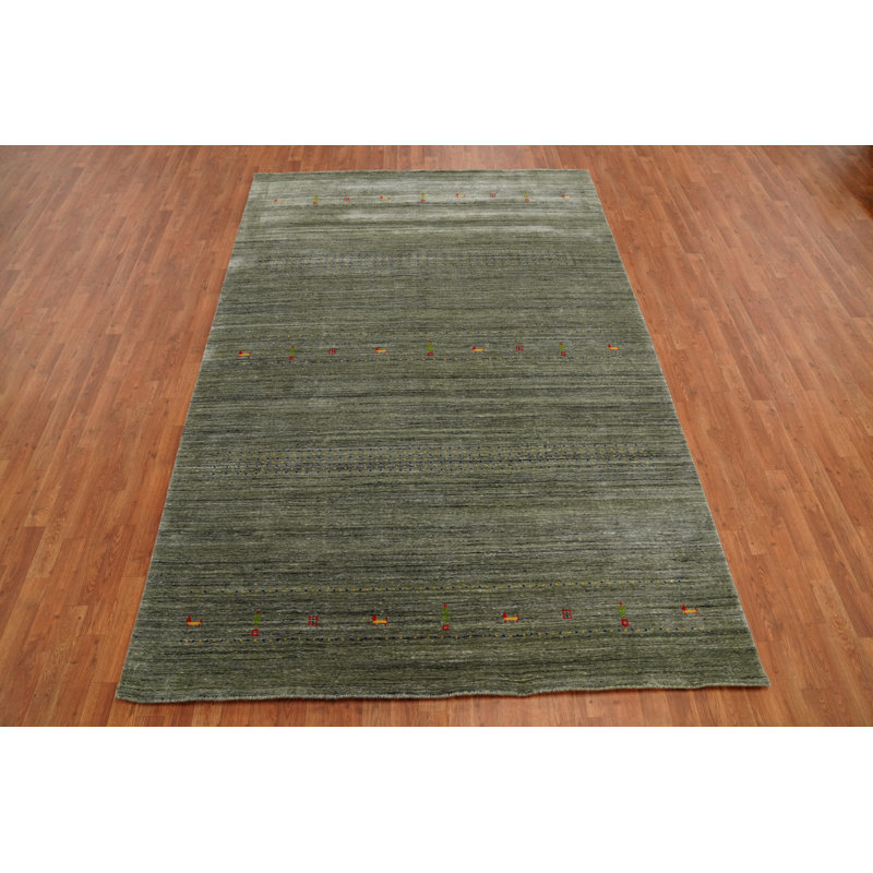 Tapis indien tribal vert 7 x 10