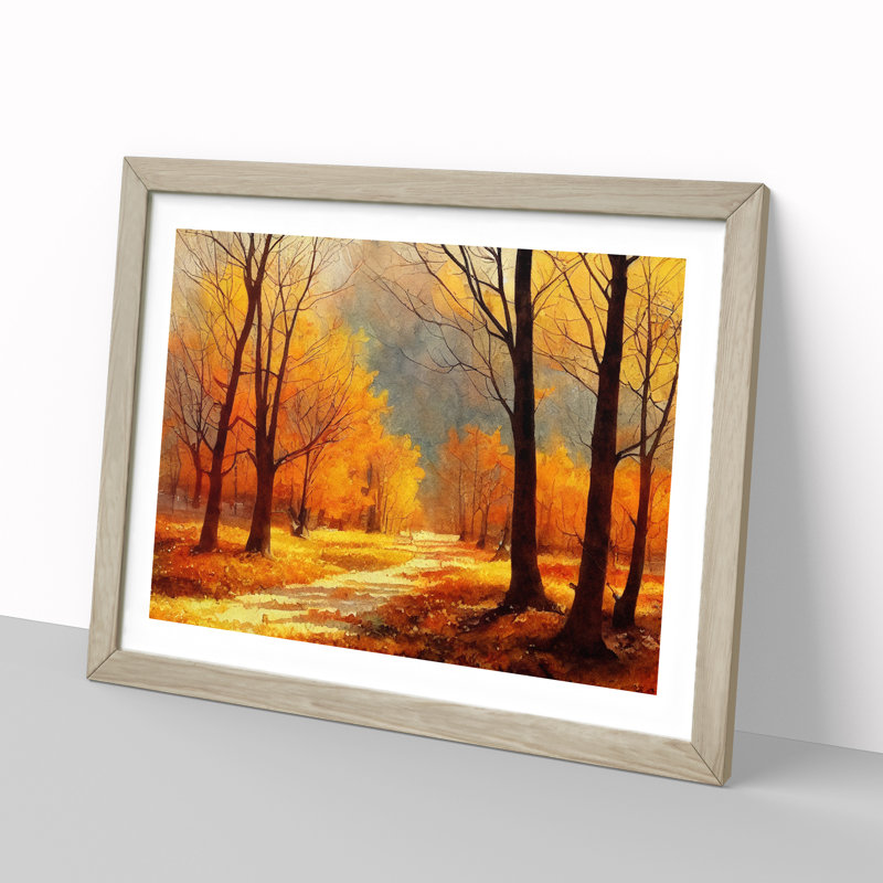 Forest In Autumn Vol.3 - Single Picture Frame Print, 46cm H x 64cm W x 2cm D, Oak Framed