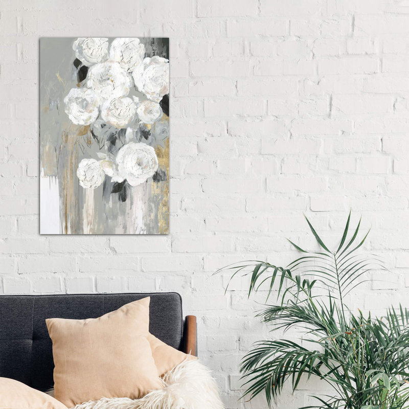 Cascading Grey by Asia Jensen - Painting on Canvas, No Frame, 152.5 cm H x 101.5 cm W x 3.175 cm D