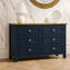 Grande commode Docken, 6 tiroirs, style Shaker, bleu ardoise et brun clair