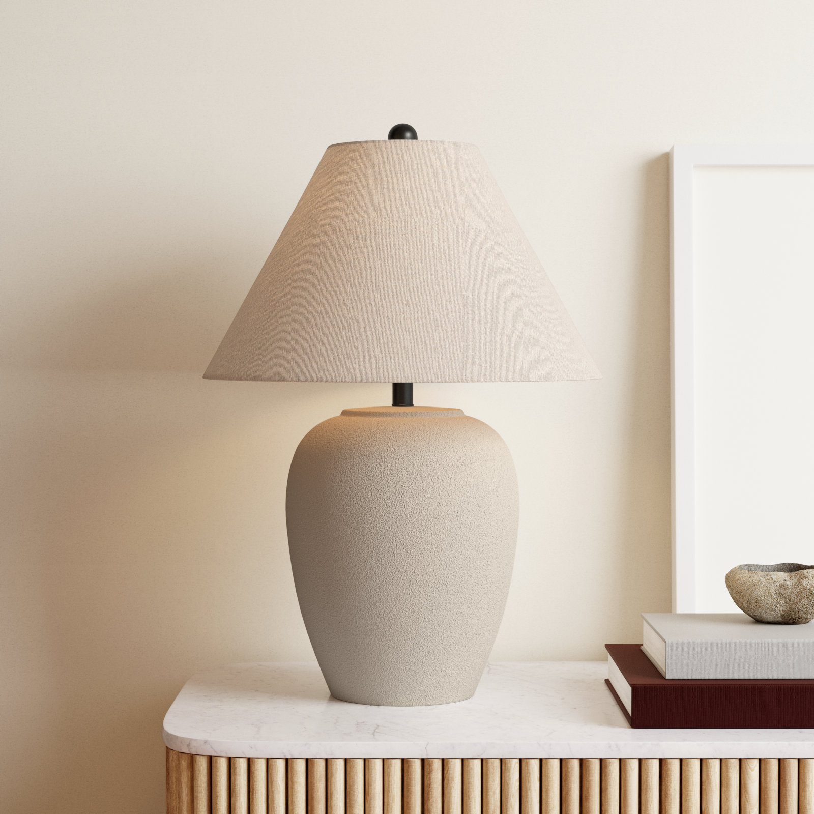 Eustacia Ceramic Table Lamp, Beige
