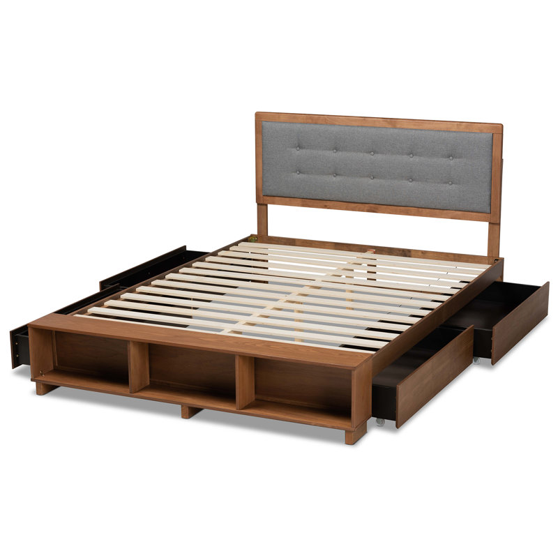 Antwan Upholstered Platform Bed, King, Brown/Dark Gray