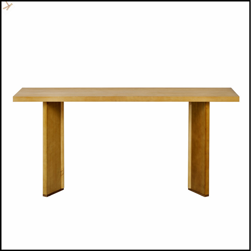 Stylish Console Table With Pine Veneer And Geometric Legs, Suitable For Living Room, Study And Dining Room, Natural