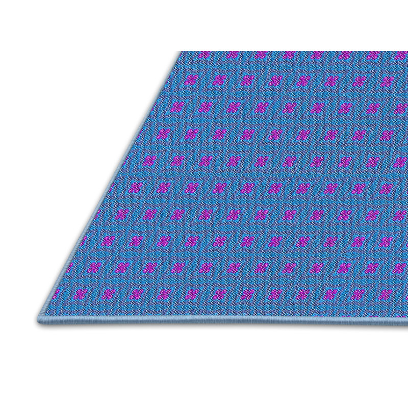 Tapis décoratif géométrique bleu Rishel, Rectangle 5 pi x 8 pi