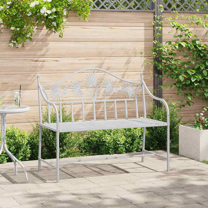 Steel Outdoor Bench, White