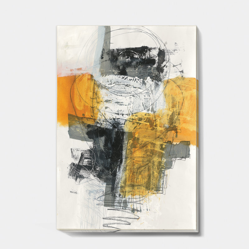«Abstract Composition af Glamour Yellow and Black», reproduction d'art sur toile tendue, H 46 po x l 36 po x P 1,5 po