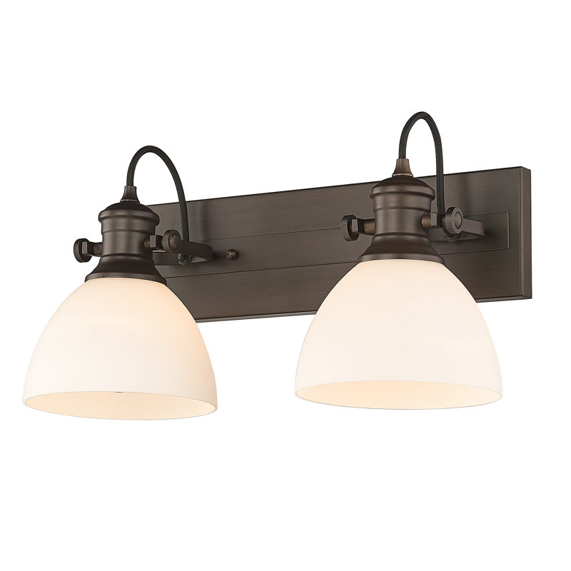 Éclairage pour meuble-lavabo à 2 lumières Bales, Verre opale, Bronze huilé