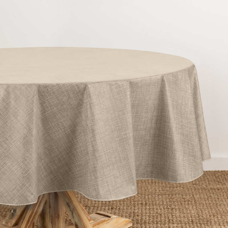 Arbenita Linen Texture Vinyl Indoor/Outdoor Tablecloth, 70" x 70", Taupe