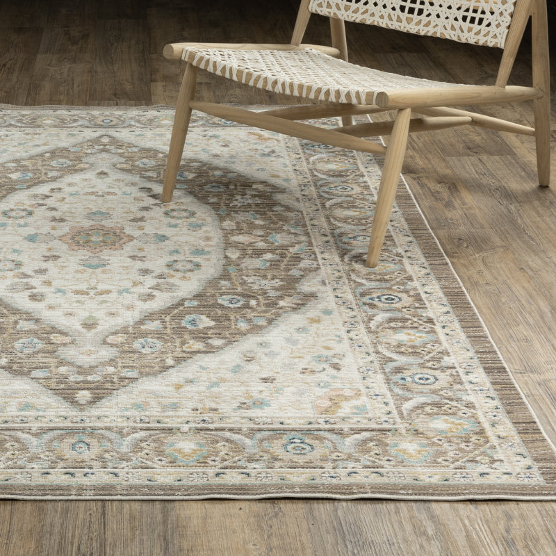 Tapis brun / bleu Tonye, Rectangle 7 pi 10 po x 10 pi 10 po